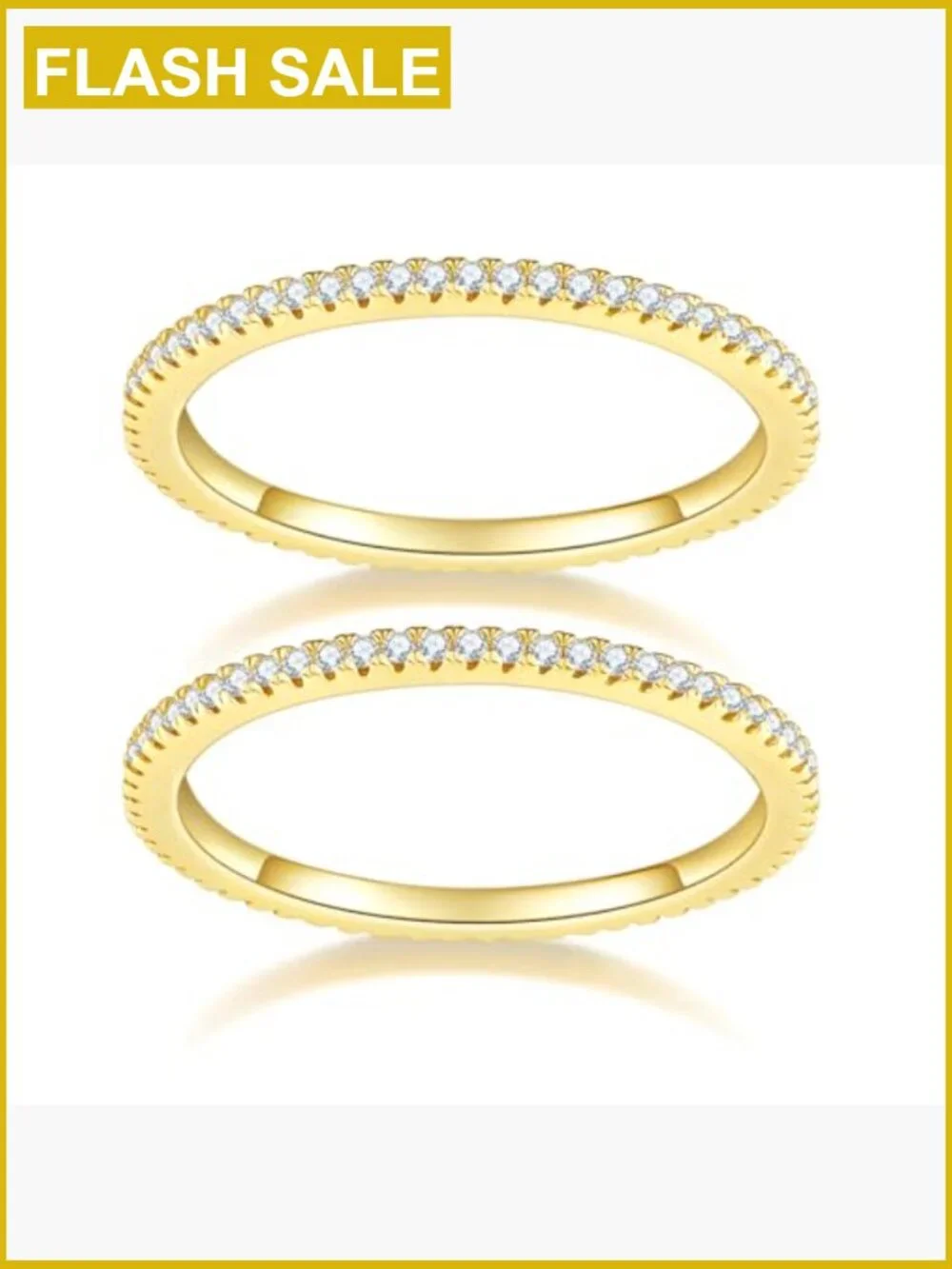 1.5mm Gold Plated Cubic Zirconia Stackable Eternity Ring